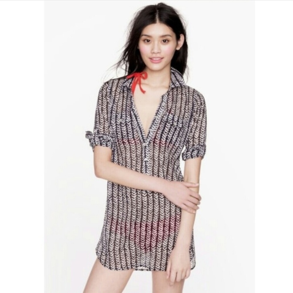 J. Crew Herringbone Print Tunic/Swim Cover Size S